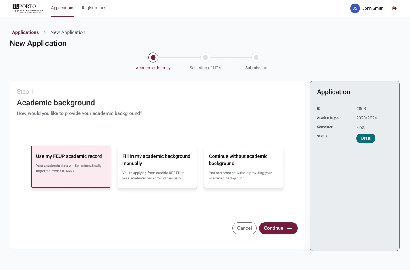 UP FEUP — Application flow 2